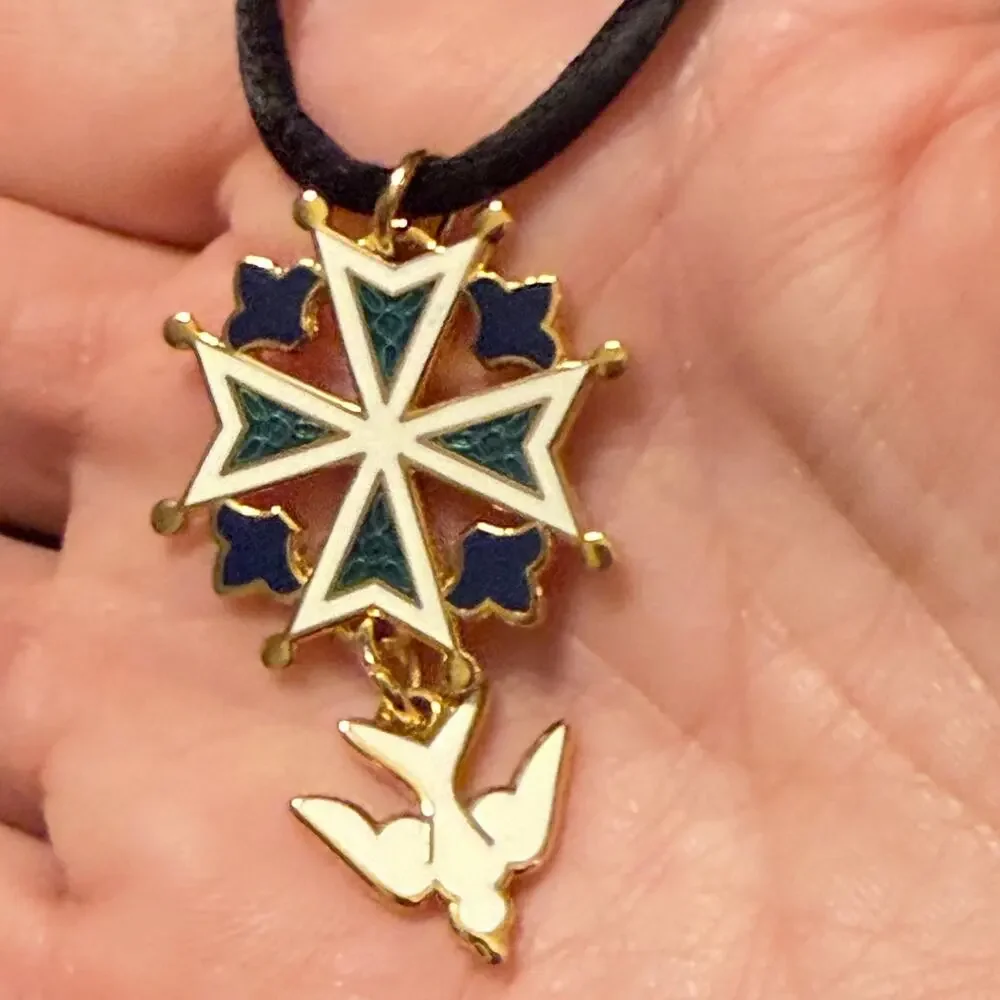 Enamel Huguenot Cross Necklace by Chuck Norton Designs - Picture 6 of 8